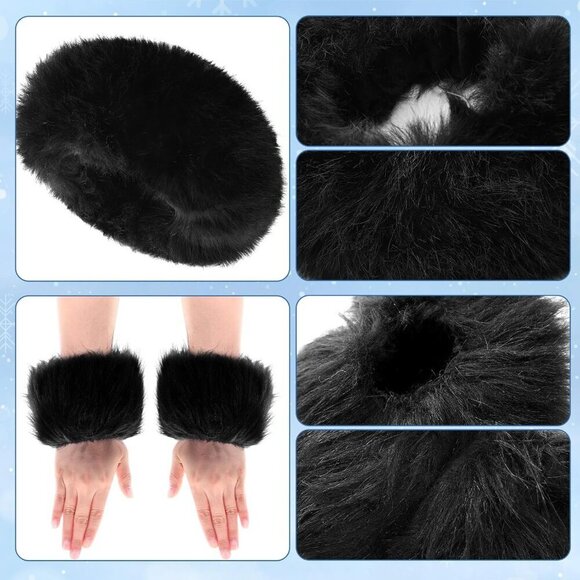 Faux Fur Headband Set Ear Warmer Wrist Cuffs Leg Warmers Winter Accessories main image 4